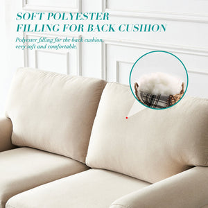 English Elm Linen Upholstered Storage Loveseat In Beige - Modern Comfort, Durable Design For Any Living Space W1097S00054