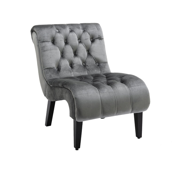 English Elm COOLMORE Velvet Armless Accent Chair with Solid Wood Frame Comfortable Upholstered Barrel Seat Silver W39550130
