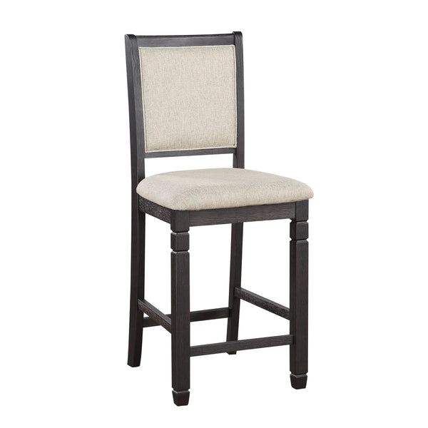 English Elm Beautiful Wooden Side Chairs Set of 2 with Beige Textured Fabric Seats, Antique Finish Dining Accent Chairs Black 44.25 L x 19.75 W x 13 H B01155796