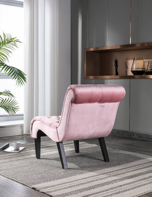 English Elm COOLMORE Velvet Armless Barrel Accent Chair with Solid Wood Frame, Plush Foam Upholstery, Stylish Living Room Seating Pink W39550123