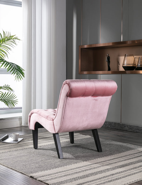 English Elm COOLMORE Velvet Armless Barrel Accent Chair with Solid Wood Frame, Plush Foam Upholstery, Stylish Living Room Seating Pink W39550123