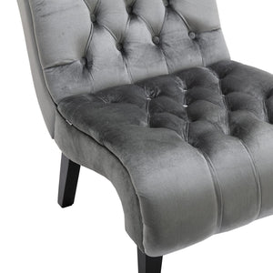 English Elm COOLMORE Velvet Armless Accent Chair with Solid Wood Frame Comfortable Upholstered Barrel Seat Silver W39550130