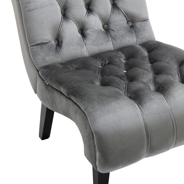 English Elm COOLMORE Velvet Armless Accent Chair with Solid Wood Frame, Plush Foam Seat, Stylish Barrel Design Silver W39550130