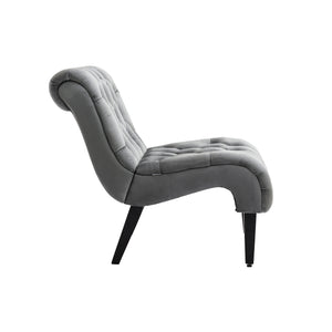 English Elm COOLMORE Velvet Armless Accent Chair with Solid Wood Frame Comfortable Upholstered Barrel Seat Silver W39550130