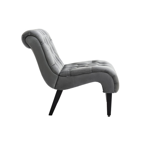 English Elm COOLMORE Velvet Armless Accent Chair with Solid Wood Frame Comfortable Upholstered Barrel Seat Silver W39550130