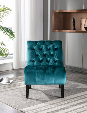 English Elm COOLMORE Velvet Armless Barrel Accent Chair with Solid Wood Frame, Plush Foam Upholstery, Stylish Living Room Seating Teal W39550125