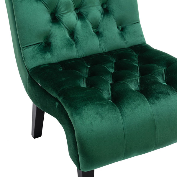 English Elm COOLMORE Velvet Armless Barrel Accent Chair with Solid Wood Frame, Plush Foam Upholstery, Stylish Living Room Seating Green W39550124