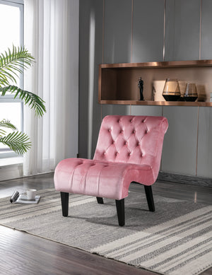 English Elm COOLMORE Velvet Armless Barrel Accent Chair with Solid Wood Frame, Plush Foam Upholstery, Stylish Living Room Seating Pink W39550123