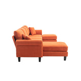 Hearth and Haven Symphony 4-Piece U-Shaped Modular Sectional Sofa with Ottoman and Reversible, Orange W395S00056