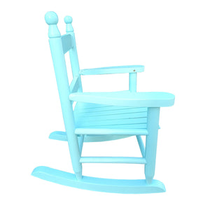 English Elm Children's Solid Wood Rocking Chair for Kids Indoor Outdoor Sturdy Slatted Back Easy Assembly Durable Light Blue W49550591
