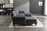 Hearth and Haven Symphony 4-Piece U-Shaped Modular Sectional Sofa with Ottoman and Reversible, Grey W395S00058