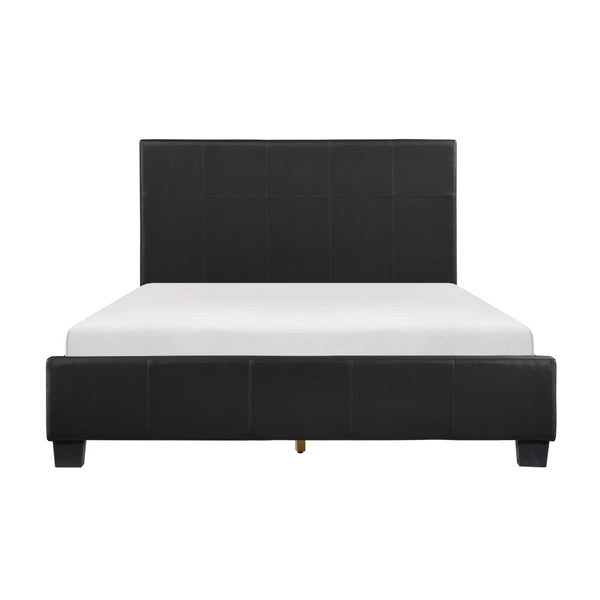 English Elm Contemporary Black Faux Leather Full Platform Bed Tall Headboard Urban Bedroom B011S02253