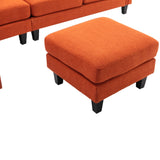 Hearth and Haven Symphony 4-Piece U-Shaped Modular Sectional Sofa with Ottoman and Reversible, Orange W395S00056