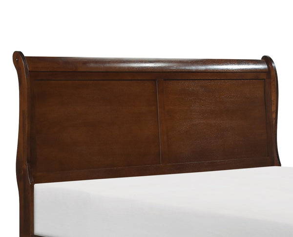 English Elm Brown Mayville Queen Sleigh Bed in Burnished Cherry Finish — Louis Philippe Elegance, Solid Craftsmanship, Classic Appeal B011S00149