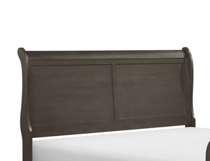 English Elm Stained Gray Mayville Queen Sleigh Bed — Louis Philippe Inspired Traditional Design, Solid Craftsmanship, 62.5"W x 89.5"L B011S00150