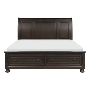 English Elm Grayish Brown Sleigh Platform Bed Eastern King with Footboard Storage Drawers B011S00236