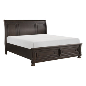 English Elm Grayish Brown Sleigh Platform Bed Eastern King with Footboard Storage Drawers B011S00236