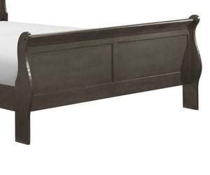English Elm Stained Gray Mayville Queen Sleigh Bed — Louis Philippe Inspired Traditional Design, Solid Craftsmanship, 62.5"W x 89.5"L B011S00150