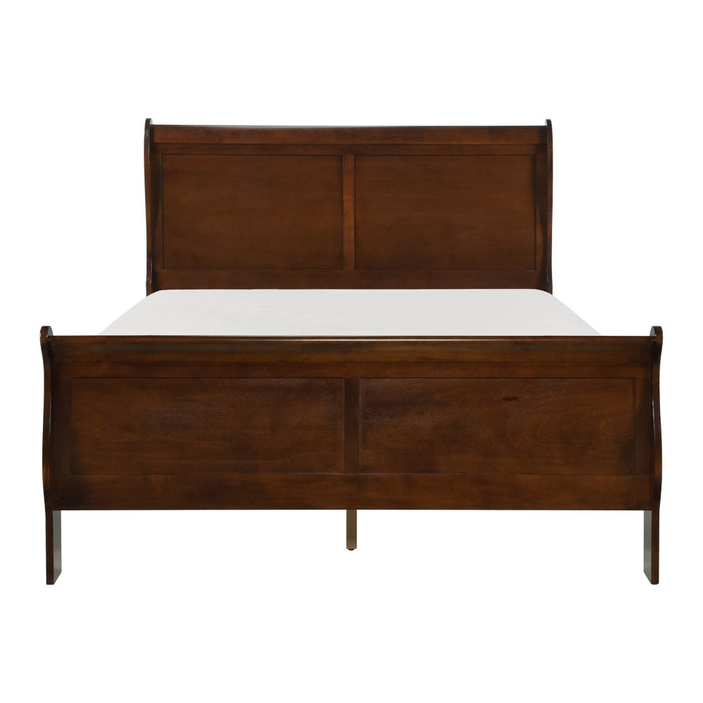 English Elm Classic Louis Philippe Eastern King Sleigh Bed in Warm Brown Cherry Wood Finish B011S00680