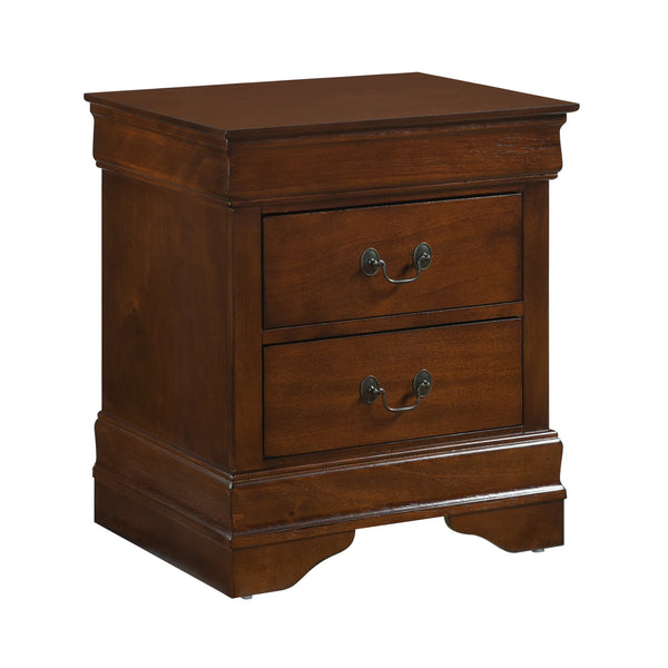 English Elm Classic Mayville Nightstand Brown Cherry Finish with Okume Veneer Antique Brass Handles, 2 Drawers 23.75"H B01155850