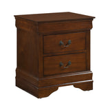 English Elm Classic Louis Philippe Style Brown Cherry Finish 1 Piece Nightstand Of 2X Drawers Traditional Design Bedroom Furniture