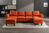 Hearth and Haven Symphony 4-Piece U-Shaped Modular Sectional Sofa with Ottoman and Reversible, Orange W395S00056