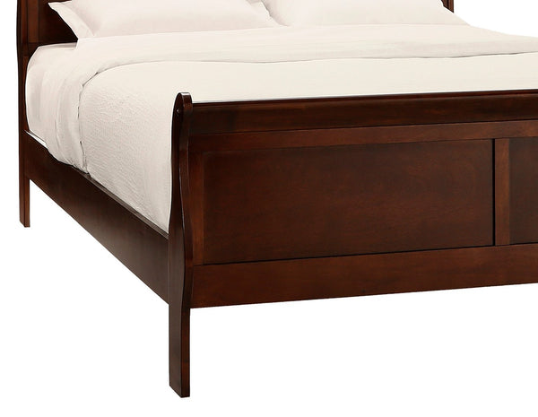 English Elm Brown Mayville Queen Sleigh Bed in Burnished Cherry Finish — Louis Philippe Elegance, Solid Craftsmanship, Classic Appeal B011S00149