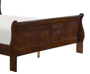 English Elm Brown Mayville Queen Sleigh Bed in Burnished Cherry Finish — Louis Philippe Elegance, Solid Craftsmanship, Classic Appeal B011S00149