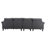 Hearth and Haven Symphony 4-Piece U-Shaped Modular Sectional Sofa with Ottoman and Reversible, Grey W395S00058