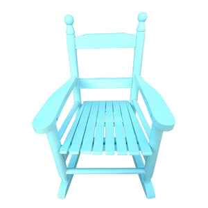 English Elm Children's Solid Wood Rocking Chair for Kids Indoor Outdoor Sturdy Slatted Back Easy Assembly Durable Light Blue W49550591