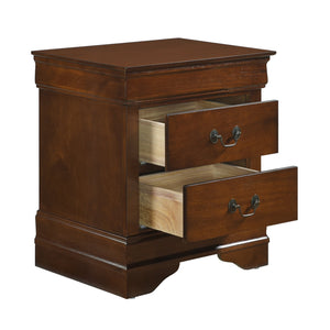 English Elm Classic Mayville Nightstand Brown Cherry Finish with Okume Veneer Antique Brass Handles, 2 Drawers 23.75"H B01155850