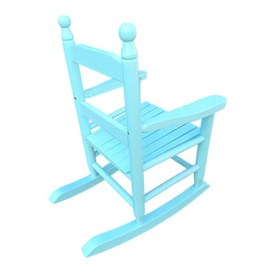 English Elm Children's Solid Wood Rocking Chair for Kids Indoor Outdoor Sturdy Slatted Back Easy Assembly Durable Light Blue W49550591