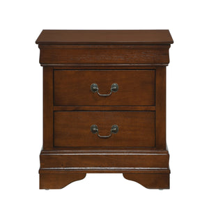 English Elm Classic Mayville Nightstand Brown Cherry Finish with Okume Veneer Antique Brass Handles, 2 Drawers 23.75"H B01155850