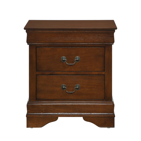 English Elm Classic Mayville Nightstand Brown Cherry Finish with Okume Veneer Antique Brass Handles, 2 Drawers 23.75"H B01155850