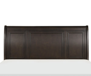 English Elm Grayish Brown Sleigh Bed California King Footboard Storage Drawers Transitional Wood Frame B011S00237