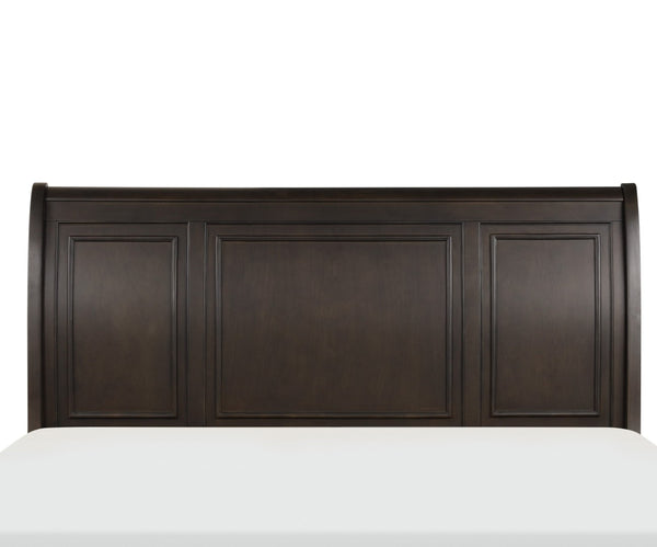 English Elm Grayish Brown Sleigh Platform Bed Eastern King with Footboard Storage Drawers B011S00236