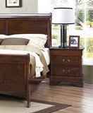 Louis Philippe Style Brown Cherry Nightstand with 2 Drawers