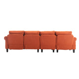 Hearth and Haven Symphony 4-Piece U-Shaped Modular Sectional Sofa with Ottoman and Reversible, Orange W395S00056