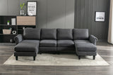 Hearth and Haven Symphony 4-Piece U-Shaped Modular Sectional Sofa with Ottoman and Reversible, Grey W395S00058