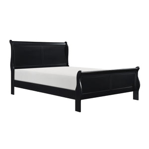 English Elm Black Allura Queen Bed with LED Backlit Tufted Headboard, Beveled Mirror Frame, Faux Alligator Embossed Panels Black 64.25 L x 28.75 W x 5.75 H B011S00160