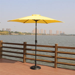 English Elm 8.8 Feet Yellow Outdoor Aluminum Patio Umbrella With Crank Lift, Tilt, And Stable Base For Shade B010S00246