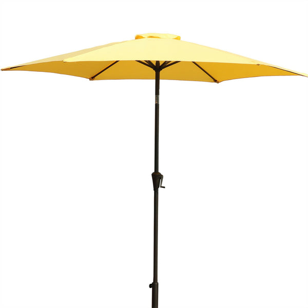 English Elm 8.8 ft Outdoor Aluminum Patio Umbrella with UV-Resistant Canopy, Crank Lift, Tilt & 42 lb Stable Base Yellow B010S00230