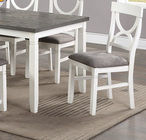 English Elm Dining Casual 6pc Dining Set with Round Table, Bench & 4 Cushioned Side Chairs, Rustic Modern Appeal White 18 L x 52.5 W x 6 H B011S00161