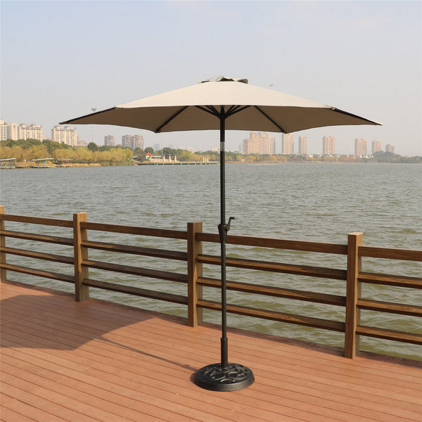 English Elm 8.8 ft Outdoor Aluminum Patio Umbrella with UV-Resistant Canopy, Crank, Tilt, Vented, 35lb Base B010S00240
