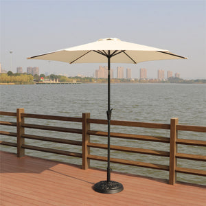 English Elm 8.8 ft Outdoor Aluminum Patio Umbrella with UV Polyester Canopy, Crank & Tilt, 33lb Resin Base, Cream B010S00238