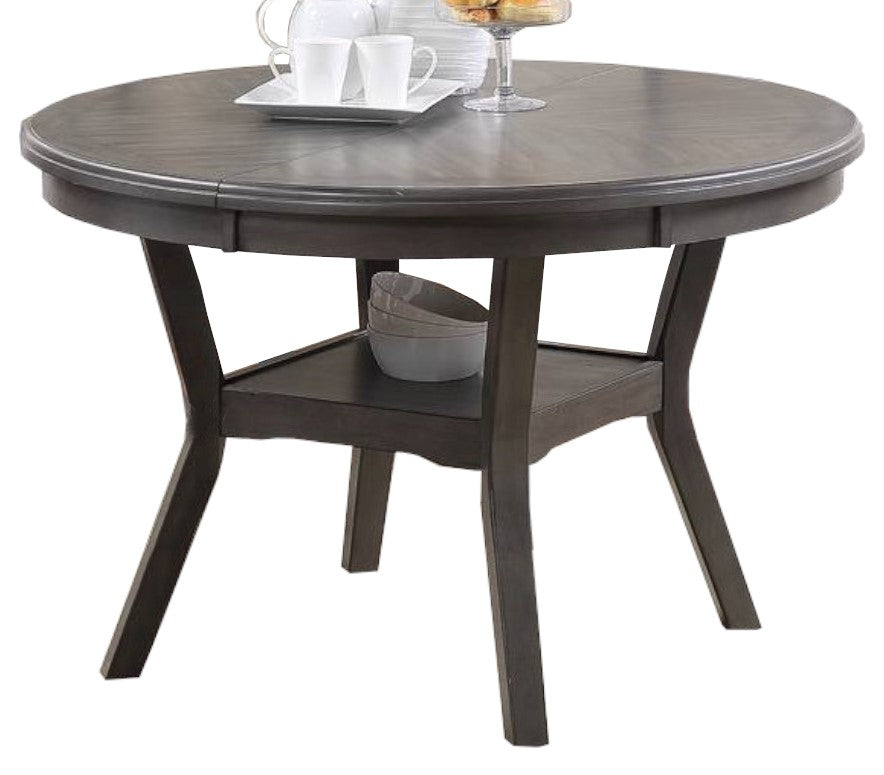 English Elm Contemporary Round Dining Set with Knot Wood Design, 47" Table & 4 Upholstered Side Chairs, Stylish Comfort Gray 49.2 L x 49.2 W x 6.1 H B011S00163