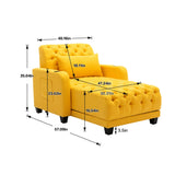 Hearth and Haven Enigma Tufted Leisure Sofa with Cup Holder and Side Pocket, Yellow W39547981