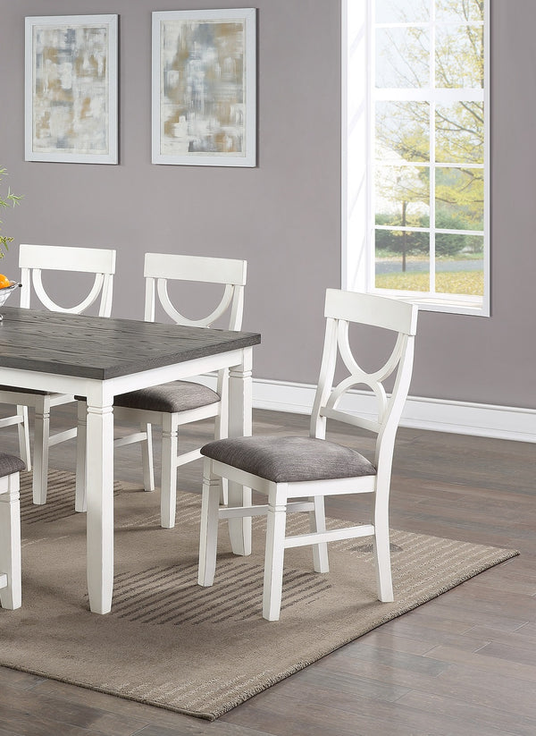 English Elm Dining Casual 6pc Dining Set with Round Table, Bench & 4 Cushioned Side Chairs, Rustic Modern Appeal White 18 L x 52.5 W x 6 H B011S00161