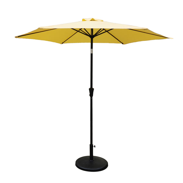 English Elm 8.8 ft Outdoor Aluminum Patio Umbrella with UV-Resistant Canopy, Crank Lift, Tilt & 42 lb Stable Base Yellow B010S00230