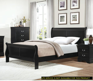 English Elm Black Allura Queen Bed with LED Backlit Tufted Headboard, Beveled Mirror Frame, Faux Alligator Embossed Panels Black 64.25 L x 28.75 W x 5.75 H B011S00160